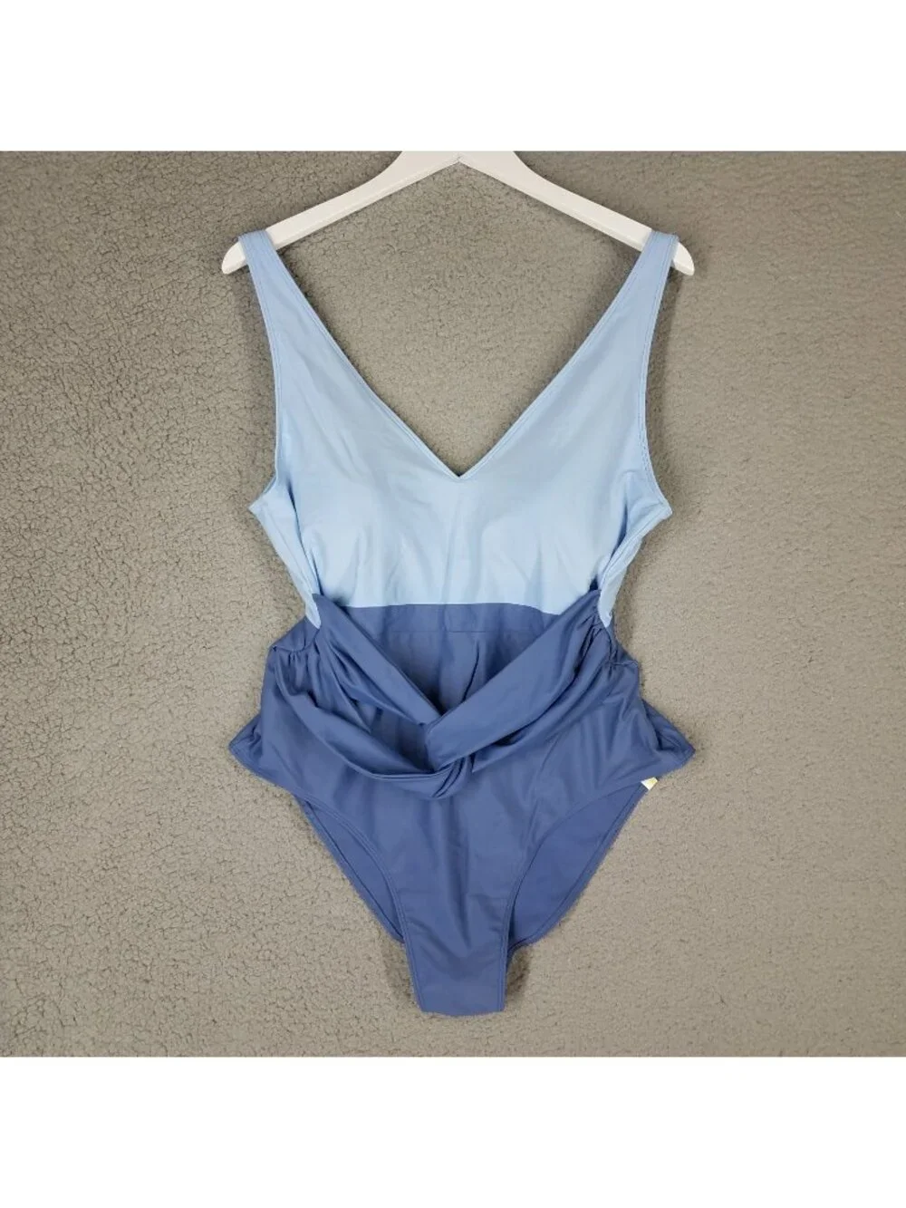 Summersalt One Piece Swimsuit Women's 14 Blue Lightly Lined Deep V-Neck Swim